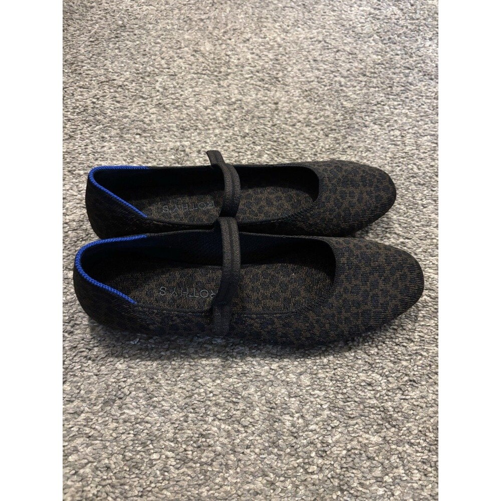 Rothy’s Square Mary Jane Flats Sz 10 Chocolate Spot Cheetah Animal Print